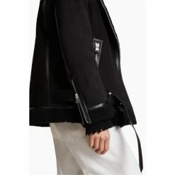 All Saints AllSaints Rei Black Shearling Jacket -AllSaints shop unnamed file 889