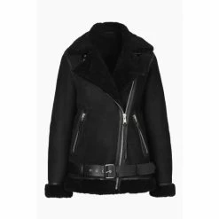 All Saints AllSaints Rei Black Shearling Jacket -AllSaints shop unnamed file 890