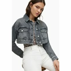 All Saints AllSaints Black Cropped Denim Jacket