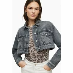 All Saints AllSaints Black Cropped Denim Jacket -AllSaints shop unnamed file 902