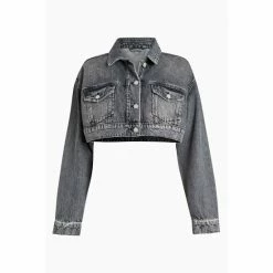 All Saints AllSaints Black Cropped Denim Jacket -AllSaints shop unnamed file 904