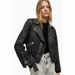 All Saints AllSaints Balfern Studded Black Biker Jacket -AllSaints shop unnamed file 994
