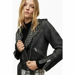 All Saints AllSaints Balfern Studded Black Biker Jacket -AllSaints shop unnamed file 995